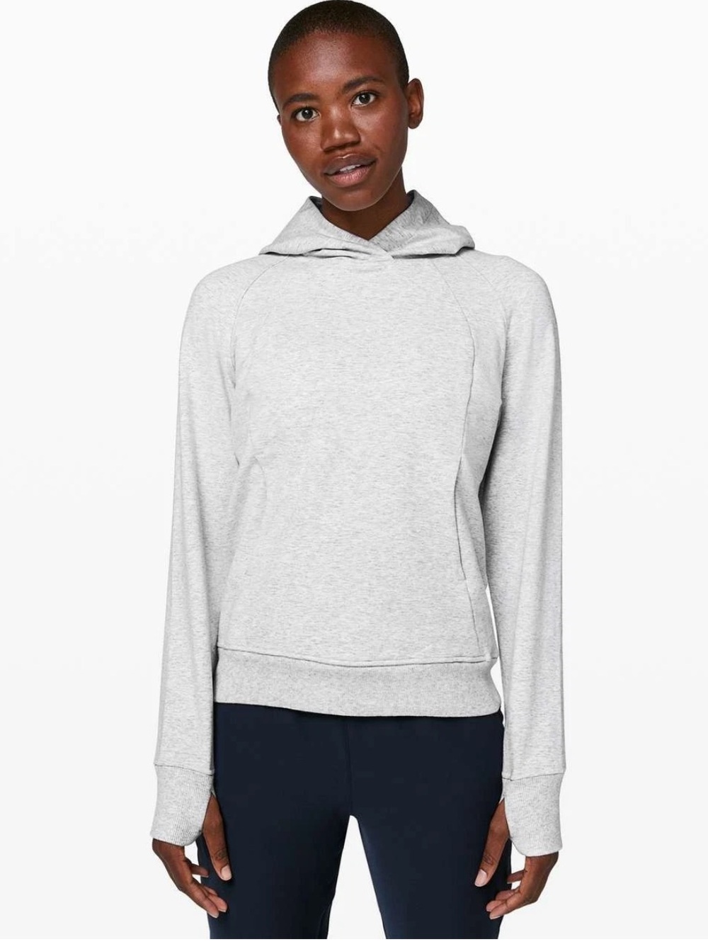 Lululemon Heathered Core Ultra Light Gray Scuba Pullover Hoodie Womens 4